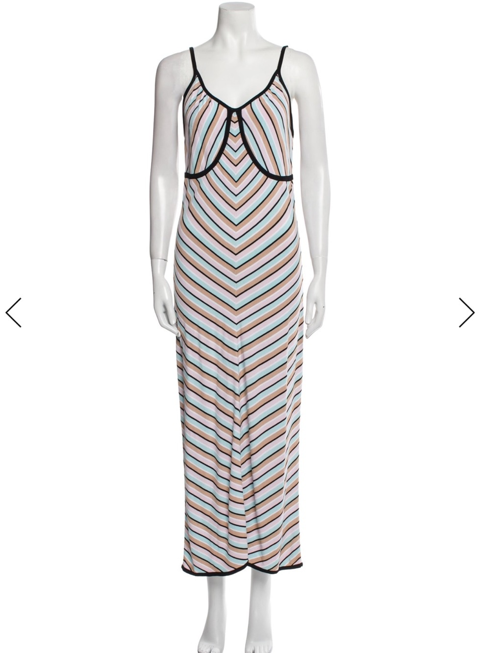 Herve Leger Striped Sleeveless Maxi Dress with Black Trim - Women